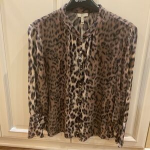 Joie Animal Print, luxurious, button front Blouse, designer, elegant.